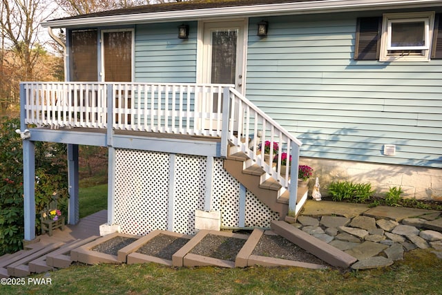 108 Juniper St, Dingmans Ferry, PA 18328 - view of exterior entry with a deck