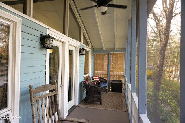 108 Juniper St, Dingmans Ferry, PA 18328 - sunroom / solarium featuring ceiling fan