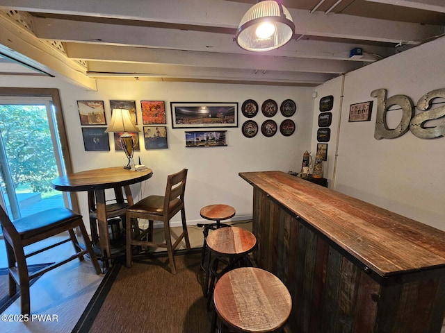 108 Juniper St, Dingmans Ferry, PA 18328 - indoor dry bar with beamed ceiling