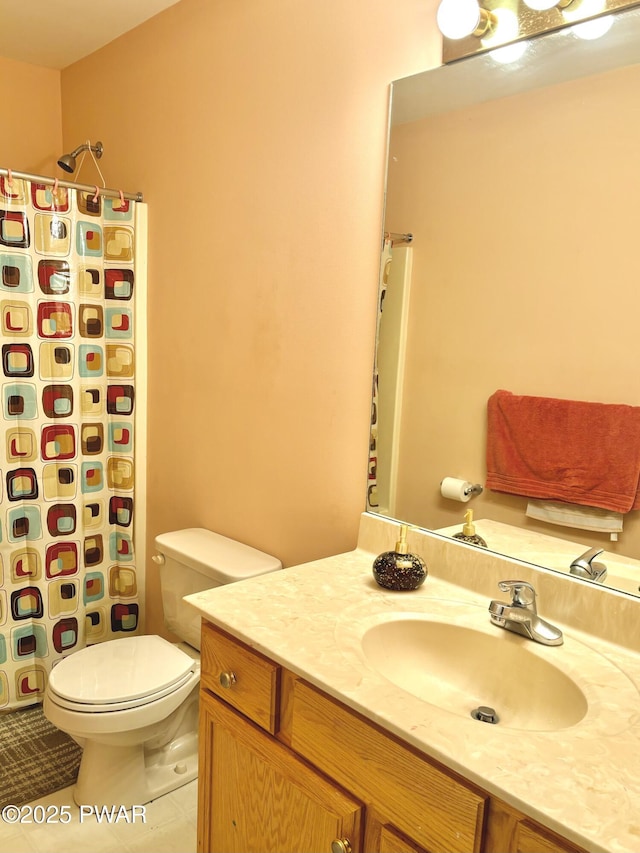 129 Skyview Rd, Dingmans Ferry, PA 18328 - bathroom with vanity, tile patterned flooring, and curtained shower
