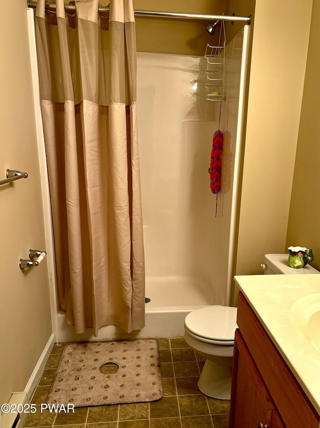 129 Skyview Rd, Dingmans Ferry, PA 18328 - bathroom with curtained shower, vanity, and tile patterned floors