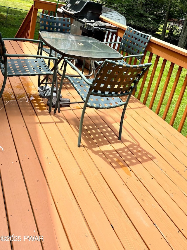 129 Skyview Rd, Dingmans Ferry, PA 18328 - wooden terrace featuring outdoor dining space and area for grilling