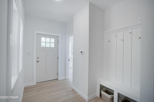 131 Song Mountain Dr, Tafton, PA 18464 - mudroom featuring light wood-style floors and baseboards