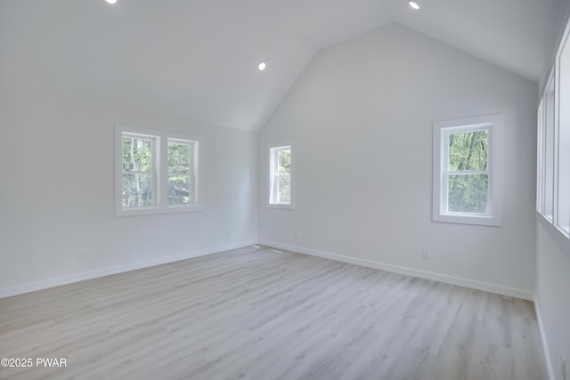 131 Song Mountain Dr, Tafton, PA 18464 - spare room featuring healthy amount of natural light, recessed lighting, light wood finished floors, and lofted ceiling