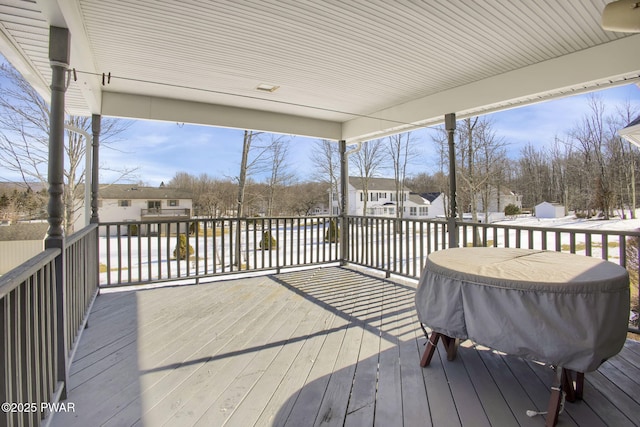 deck with a residential view