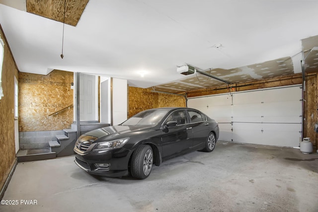 garage with a garage door opener