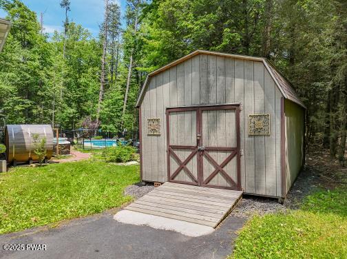 3043 Hemlock Rd, Stroudsburg, PA 18360 - view of shed with a view of trees