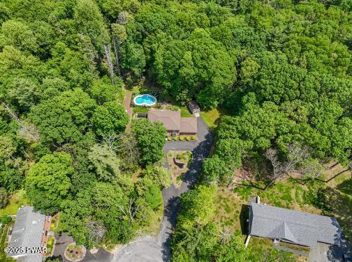 3043 Hemlock Rd, Stroudsburg, PA 18360 - aerial overview of property's location with a heavily wooded area
