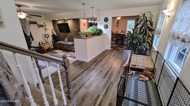 177 Crane Rd, Lakeville, PA 18438 - living area with ceiling fan and wood finished floors
