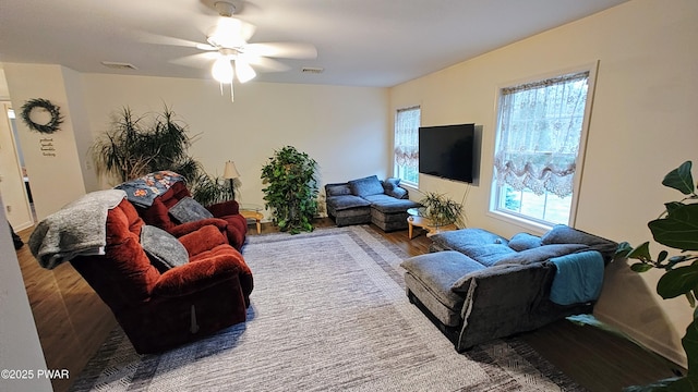 177 Crane Rd, Lakeville, PA 18438 - living area featuring wood finished floors and ceiling fan