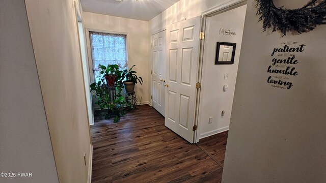 177 Crane Rd, Lakeville, PA 18438 - hall with dark wood-style floors and baseboards