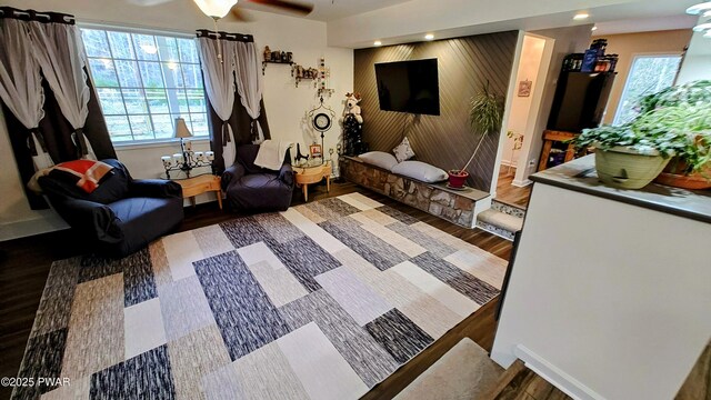 177 Crane Rd, Lakeville, PA 18438 - sitting room featuring wood finished floors, recessed lighting, and a ceiling fan