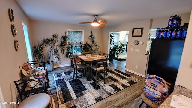 177 Crane Rd, Lakeville, PA 18438 - dining room featuring wood finished floors and a ceiling fan