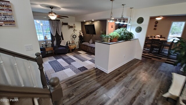 177 Crane Rd, Lakeville, PA 18438 - living area with a ceiling fan and wood finished floors