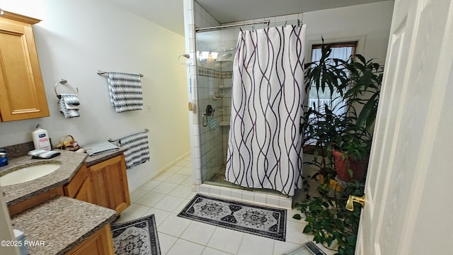 177 Crane Rd, Lakeville, PA 18438 - bathroom with a stall shower, tile patterned flooring, and vanity