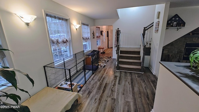 177 Crane Rd, Lakeville, PA 18438 - stairs featuring wood finished floors