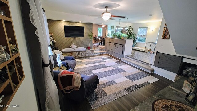 177 Crane Rd, Lakeville, PA 18438 - living area with wood finished floors and ceiling fan