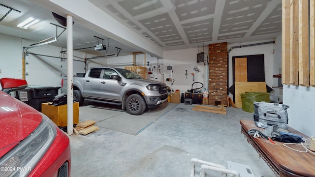 garage with a garage door opener