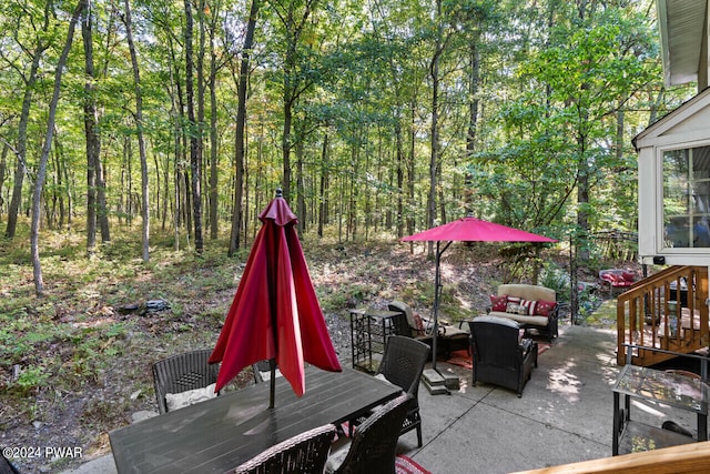 view of patio / terrace featuring an outdoor living space