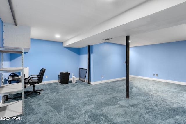 office space with carpet flooring