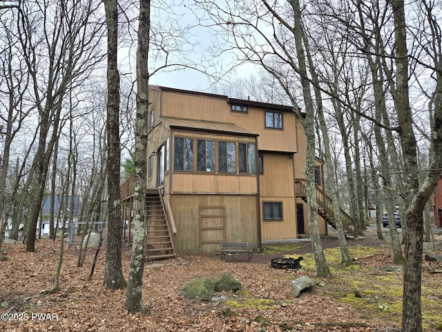 6128 Wales Ct, East Stroudsburg, PA 18301 - exterior space with stairs and a sunroom