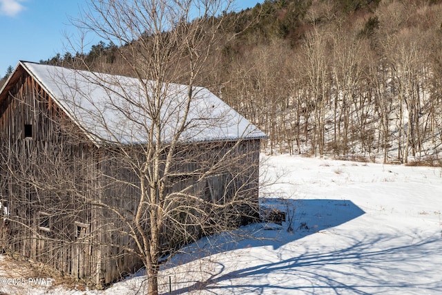 view of snow covered exterior