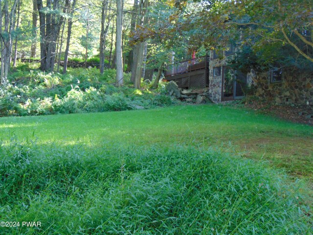 view of yard with a deck