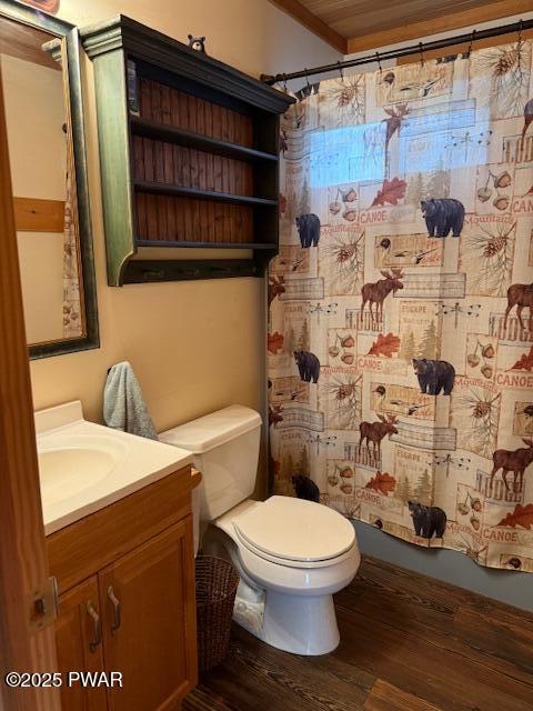 1030 Evergreen Dr, Lake Ariel, PA 18436 - bathroom with wood finished floors, vanity, and toilet
