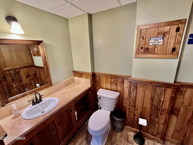 bathroom featuring vanity, hardwood / wood-style flooring, and toilet