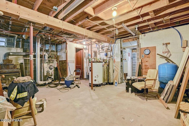 basement with gas water heater