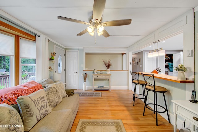 202 Fox Rd, Dingmans Ferry, PA 18328 - living room with light wood-type flooring and ceiling fan
