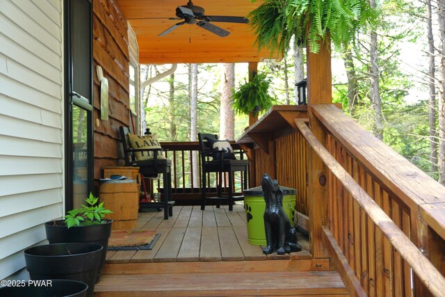 132 N Lake Shore Dr, Dingmans Ferry, PA 18328 - deck featuring a ceiling fan