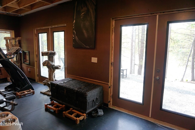 132 N Lake Shore Dr, Dingmans Ferry, PA 18328 - doorway to outside featuring french doors