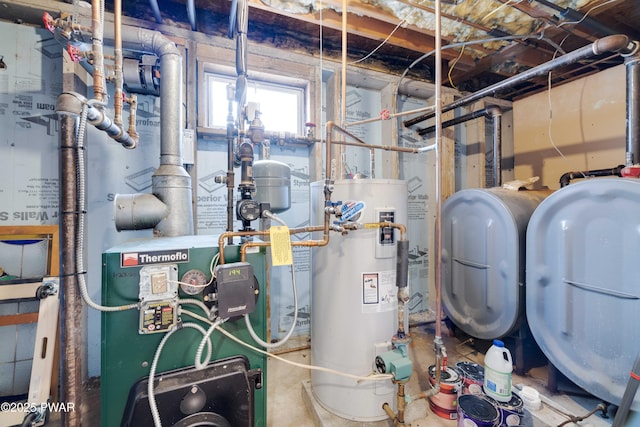 utility room with electric water heater