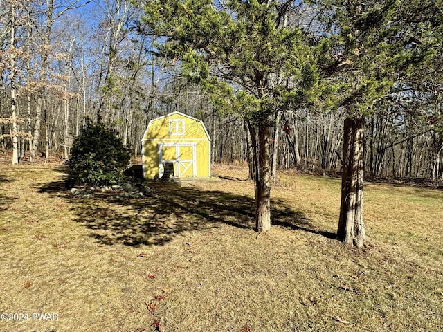 view of yard with a shed