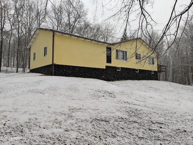 view of snow covered exterior