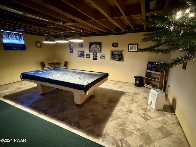 recreation room featuring billiards