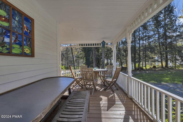 517 Sherman Rd, Susquehanna, PA 18847 - wooden terrace with outdoor dining area