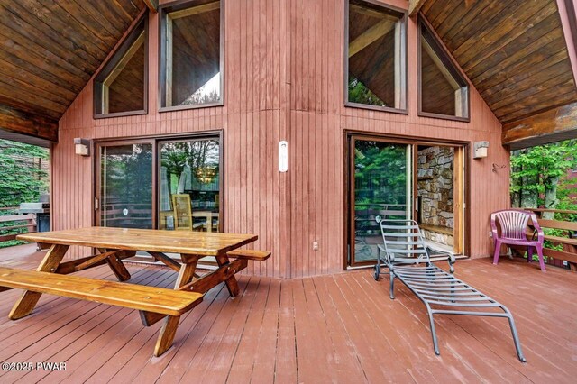 518 Lakeview Dr E, Lake Ariel, PA 18436 - wooden terrace featuring outdoor dining area