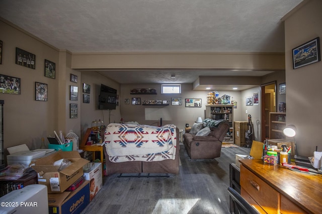 living area with wood finished floors