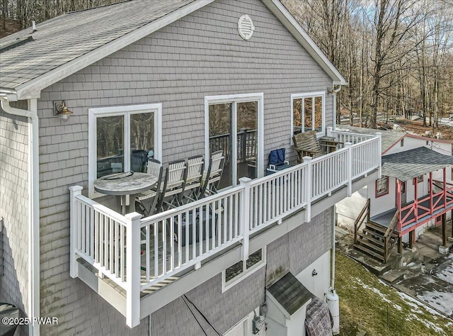 view of snow covered deck