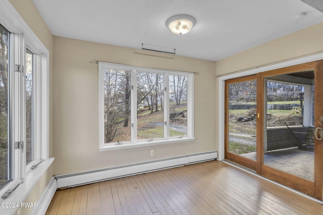 interior space featuring light hardwood / wood-style floors and a baseboard radiator