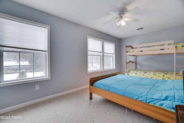 132 Spruce Rd, Tafton, PA 18464 - bedroom with baseboards, carpet flooring, and ceiling fan