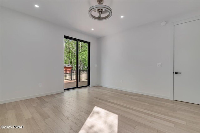 517 Maple Ridge Dr, Lords Valley, PA 18428 - spare room with light wood-style floors, recessed lighting, ceiling fan, and baseboards