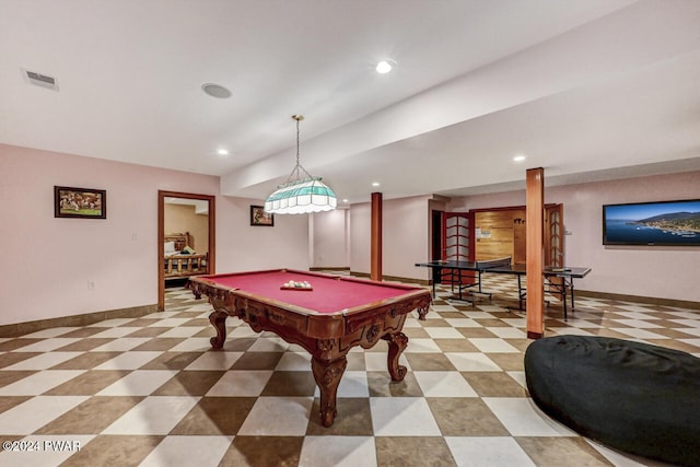 playroom with billiards