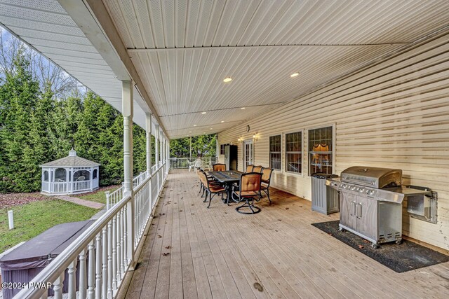 wooden terrace with grilling area