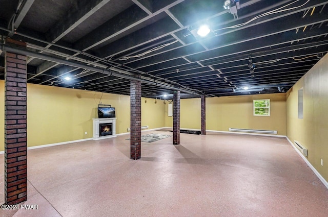 basement with a baseboard radiator