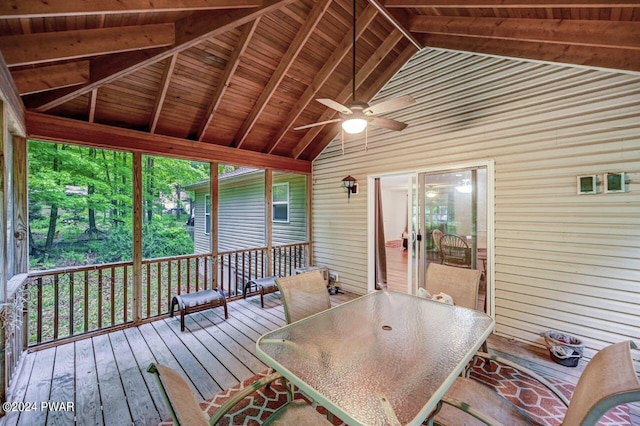 wooden terrace with ceiling fan