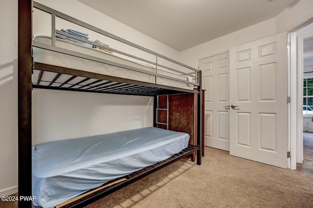 carpeted bedroom featuring a closet