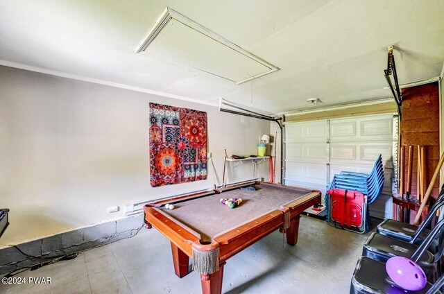 recreation room with concrete floors and billiards